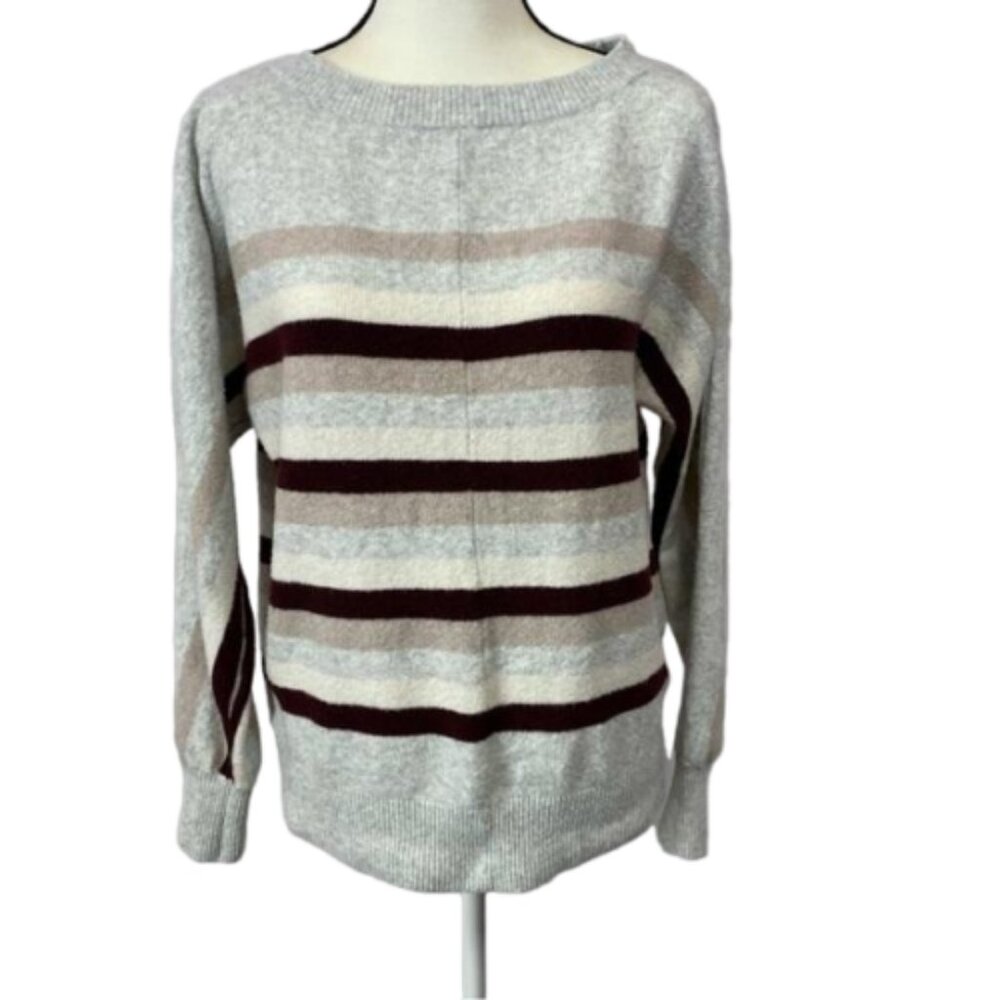 2/$30 Loft Soft Striped Gray/Brown Long Sleeve Comfy Sweater Size XS #0703